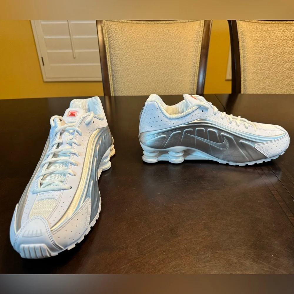 New Nike Shox R4 White Silver Sneaker Shoes Size US 12